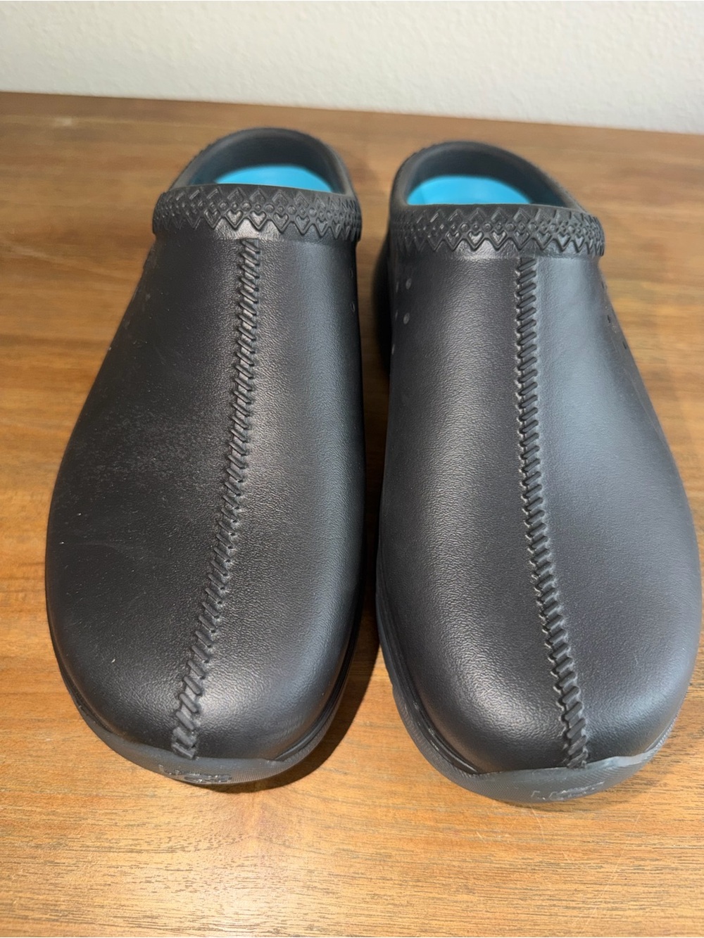 UGG Men's Black Slip-On Clogs with Contrast Blue Insole
